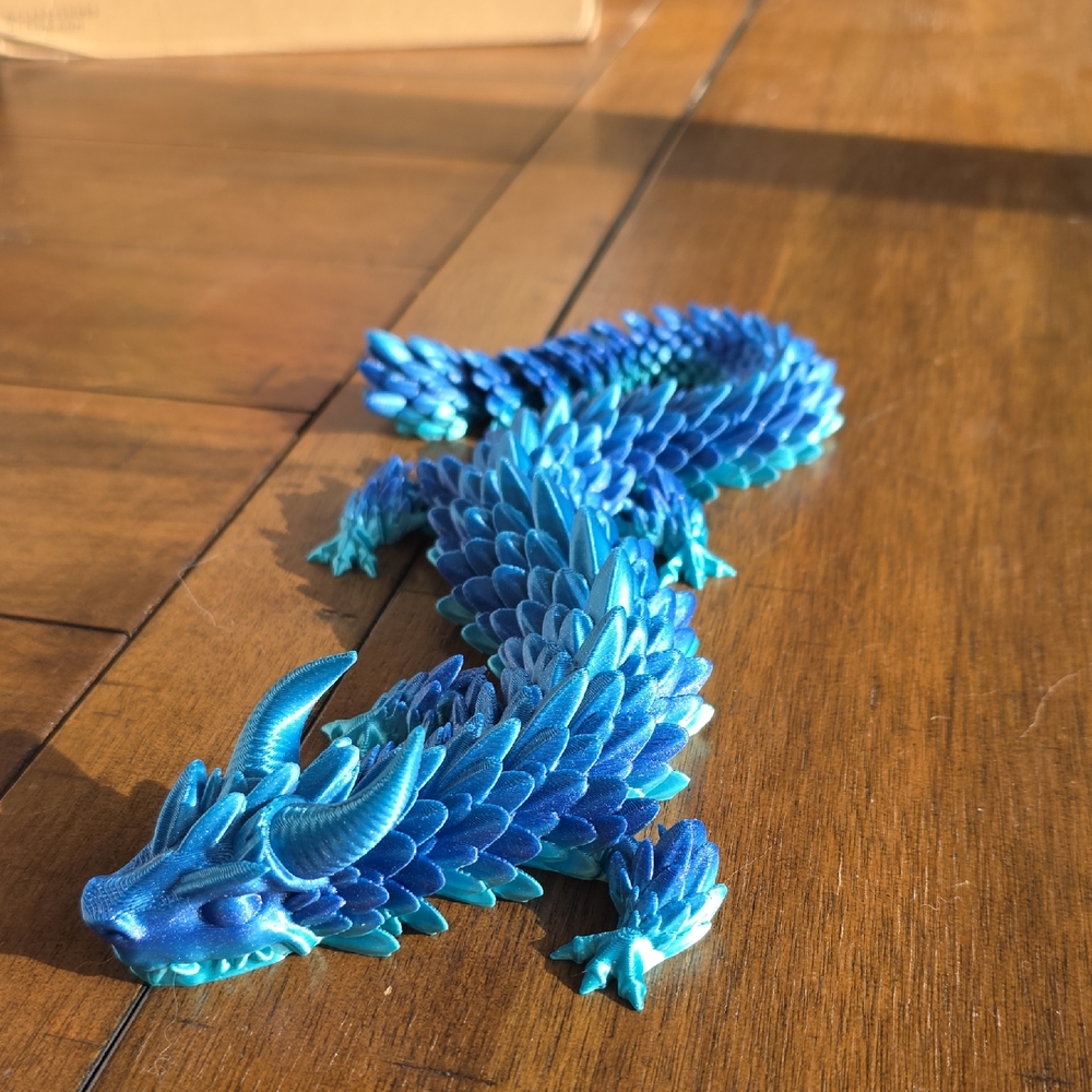 3d Multi Tone Bluear 5uculqted Dragon